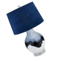Rackhams Shadow Glass Table Lamp (UK Plug) - White/Black/Blue - 67cm x 41cm x 41cm - White/Black/Blue - 100% Mixed - thumbnail 3