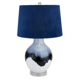 Rackhams Shadow Glass Table Lamp (UK Plug) - White/Black/Blue - 67cm x 41cm x 41cm - White/Black/Blue - 100% Mixed - thumbnail 1