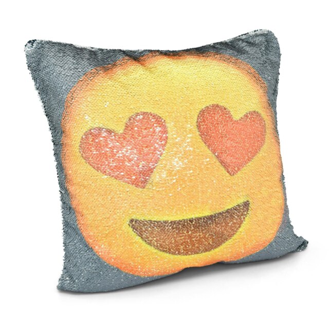 Rackhams In Love Emoji Mermaid Sequin Fun Cushion - 43cm x 43cm - In Love Mermaid