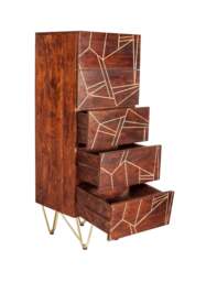 Rackhams Tall Chest of drawers Bishop Dark Mango - Wood - 5 - 45CM X 40CM X 120CM  (LXDXH) - thumbnail 3