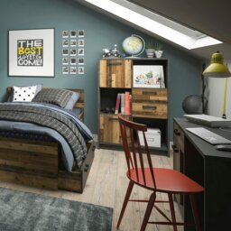 Rackhams Brooklyn Low Bookcase with 2 Doors and 2 Drawers in Walnut and Dark Matera Grey - Walnut and Dark Matera Grey - Wood - 1 - thumbnail 4
