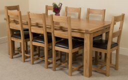 Rackhams Richmond Large Oak Extending Dining Table with Lincoln Oak Chairs - Natural Oak - 8 chairs