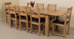 Rackhams Richmond Large Oak Extending Dining Table with Lincoln Oak Chairs - Natural Oak - 8 chairs - thumbnail 3