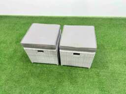 Rackhams Patio Garden Furniture Sets with Black Glass Top Dining Table 3 Seater Sofa Armchair 2 Side Tables 2 Small Stool Light Grey - thumbnail 6