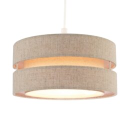 Rackhams Modern Natural Textured Oatmeal Linen Triple Tier Pendant Light Shade - thumbnail 2