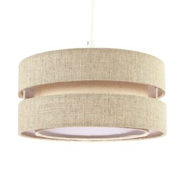 Rackhams Modern Natural Textured Oatmeal Linen Triple Tier Pendant Light Shade - thumbnail 3