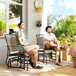 Rackhams 2-Person Outdoor Glider Rocker Chair with Center Table for Backyard - thumbnail 1