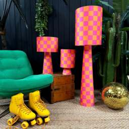 Rackhams Portable Checkerboard Velvet lamps in Tutti Frutti - Maxi - 112cm Height - Rechargeable LED Bulb - thumbnail 1