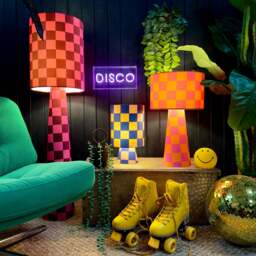 Rackhams Portable Checkerboard Velvet lamps in Tutti Frutti - Maxi - 112cm Height - Rechargeable LED Bulb - thumbnail 5
