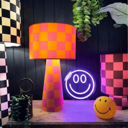 Rackhams Portable Checkerboard Velvet lamps in Tutti Frutti - Maxi - 112cm Height - Rechargeable LED Bulb - thumbnail 4