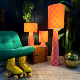 Rackhams Portable Checkerboard Velvet lamps in Tutti Frutti - Maxi - 112cm Height - Rechargeable LED Bulb - thumbnail 2