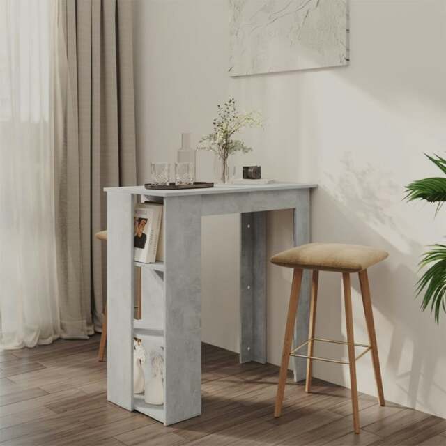 Rackhams Bar Table with Shelf Concrete Grey 102x50x103.5 cm Engineered Wood - Grey - Engineered wood