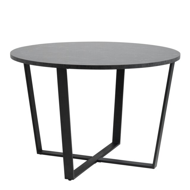 Rackhams Amble Round Dining Table with Black Marble Melamine Top & Black Legs - Black - No - Black - image 1