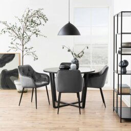 Rackhams Amble Round Dining Table with Black Marble Melamine Top & Black Legs - Black - No - Black - thumbnail 5