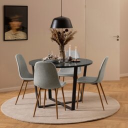 Rackhams Amble Round Dining Table with Black Marble Melamine Top & Black Legs - Black - No - Black - thumbnail 4