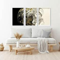 Rackhams Unique wall art for living room - set of 3 wall art prints - A2 16.54 x 23.39 in / 42 x 59.4 cm - Satin Photo paper 280 gsm - White Frame - thumbnail 6