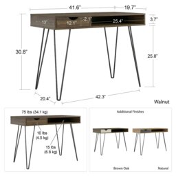 Rackhams Concord desk with storage in brown / black - thumbnail 3