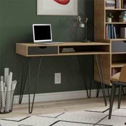 Rackhams Concord desk with storage in brown / black - thumbnail 5