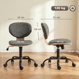 Rackhams Home Office Desk Chair Height Adjustable - Light Grey - thumbnail 4