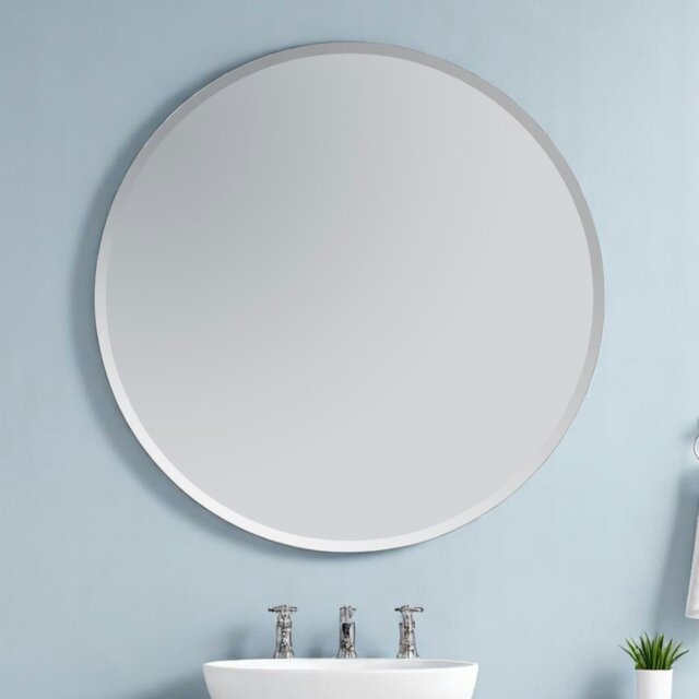 Rackhams Fitzrovia Round Wall Mounted Frameless Bevelled Edge Bathroom Mirror 45 x 45cm - image 1