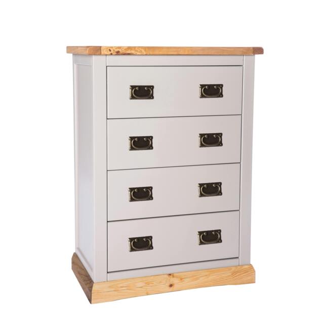 Rackhams Bomporto 4 Drawer Chest of Drawers Bras Drop Handle - Light Grey - image 1
