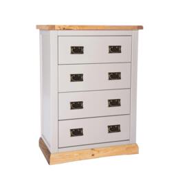 Rackhams Bomporto 4 Drawer Chest of Drawers Bras Drop Handle - Light Grey - thumbnail 1
