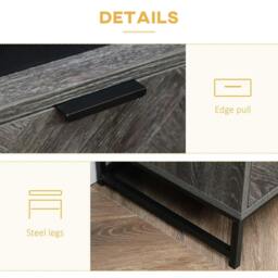 Rackhams Bedside Table with Drawer and Shelf, Side End Table with Steel Legs for Living Room, Bedroom, Dark Grey - thumbnail 6