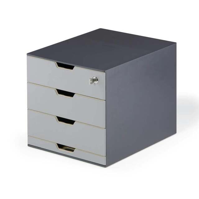 Rackhams COFFEE POINT Modular 4 Drawer Organiser Lockable Storage Box - Grey - image 1