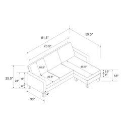 Rackhams Bowen Sectional 3-seater Sofa in Blue - Blue - thumbnail 3