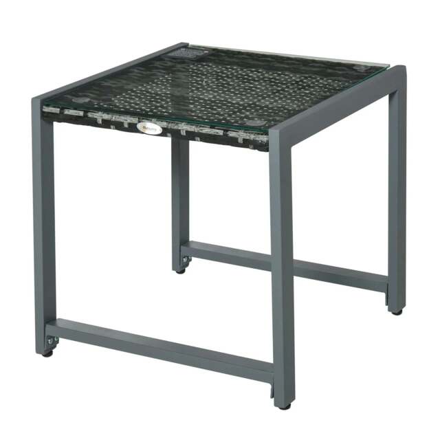 Rackhams Rattan End Table Side Coffee Desk Outdoor Patio Wicker Sofa Chat Garden Furniture - image 1