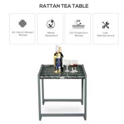 Rackhams Rattan End Table Side Coffee Desk Outdoor Patio Wicker Sofa Chat Garden Furniture - thumbnail 4