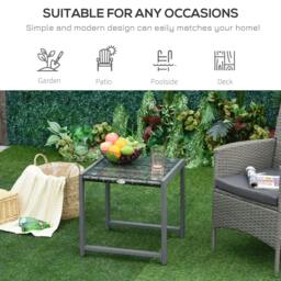 Rackhams Rattan End Table Side Coffee Desk Outdoor Patio Wicker Sofa Chat Garden Furniture - thumbnail 5