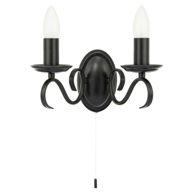 Rackhams Traditional Wall Light Fixture with Pull Switch and Black Arms and Sconces - image 1