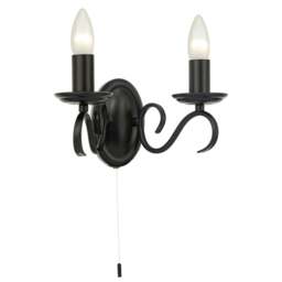 Rackhams Traditional Wall Light Fixture with Pull Switch and Black Arms and Sconces - thumbnail 5