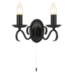 Rackhams Traditional Wall Light Fixture with Pull Switch and Black Arms and Sconces - thumbnail 2