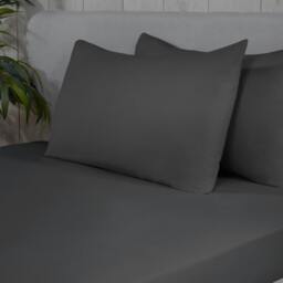 Rackhams 100% Brushed Cotton Flannelette Fitted Sheet or Pillowcase Pair -  Charcoal - Super King (180cm x 200cm) + 25cm Deep - thumbnail 1