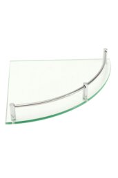 Rackhams Single Layer Bathroom Glass Bathtub Shower Triangle Shelf Storage Rack, Modern Style Glass Bathroom Storage Rack Glass Corner Shelf - Silver - thumbnail 3