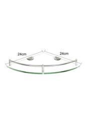 Rackhams Single Layer Bathroom Glass Bathtub Shower Triangle Shelf Storage Rack, Modern Style Glass Bathroom Storage Rack Glass Corner Shelf - Silver - thumbnail 6