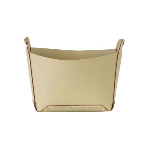 Rackhams Rectangular decorative storage basket in sand-coloured regenerated leather with handles 3303 - image 1