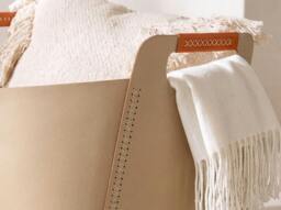 Rackhams Rectangular decorative storage basket in sand-coloured regenerated leather with handles 3303 - thumbnail 4