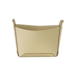 Rackhams Rectangular decorative storage basket in sand-coloured regenerated leather with handles 3303 - thumbnail 1
