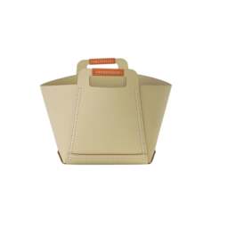Rackhams Rectangular decorative storage basket in sand-coloured regenerated leather with handles 3303 - thumbnail 6