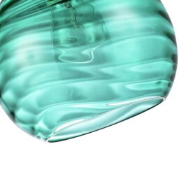 Rackhams Modern Designer Emerald Green Circular Ribbed Glass Non Electric Pendant Shade - thumbnail 2