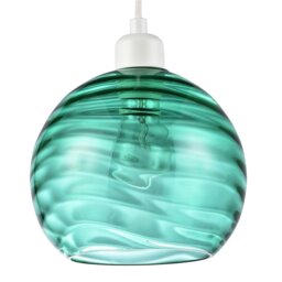Rackhams Modern Designer Emerald Green Circular Ribbed Glass Non Electric Pendant Shade