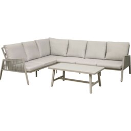 Rackhams Premium 5 Seater Garden Coffee Table Set Outdoor Aluminium Rope Corner Sofa Grey - thumbnail 2
