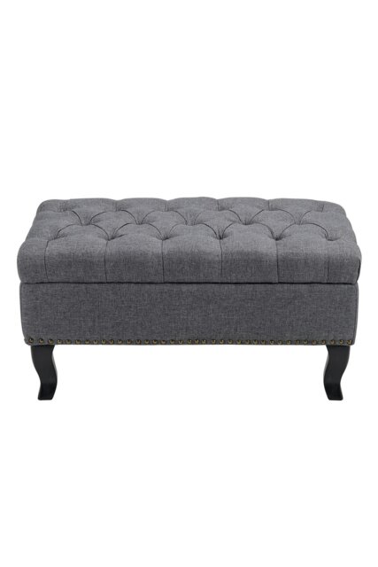 Rackhams Tufted Rectangle Ottoman Footstool - Grey - image 1
