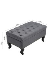 Rackhams Tufted Rectangle Ottoman Footstool - Grey - thumbnail 6