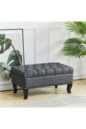 Rackhams Tufted Rectangle Ottoman Footstool - Grey - thumbnail 3