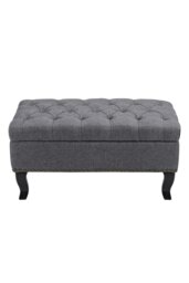 Rackhams Tufted Rectangle Ottoman Footstool - Grey - thumbnail 1