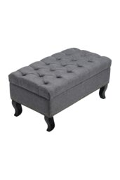 Rackhams Tufted Rectangle Ottoman Footstool - Grey - thumbnail 4